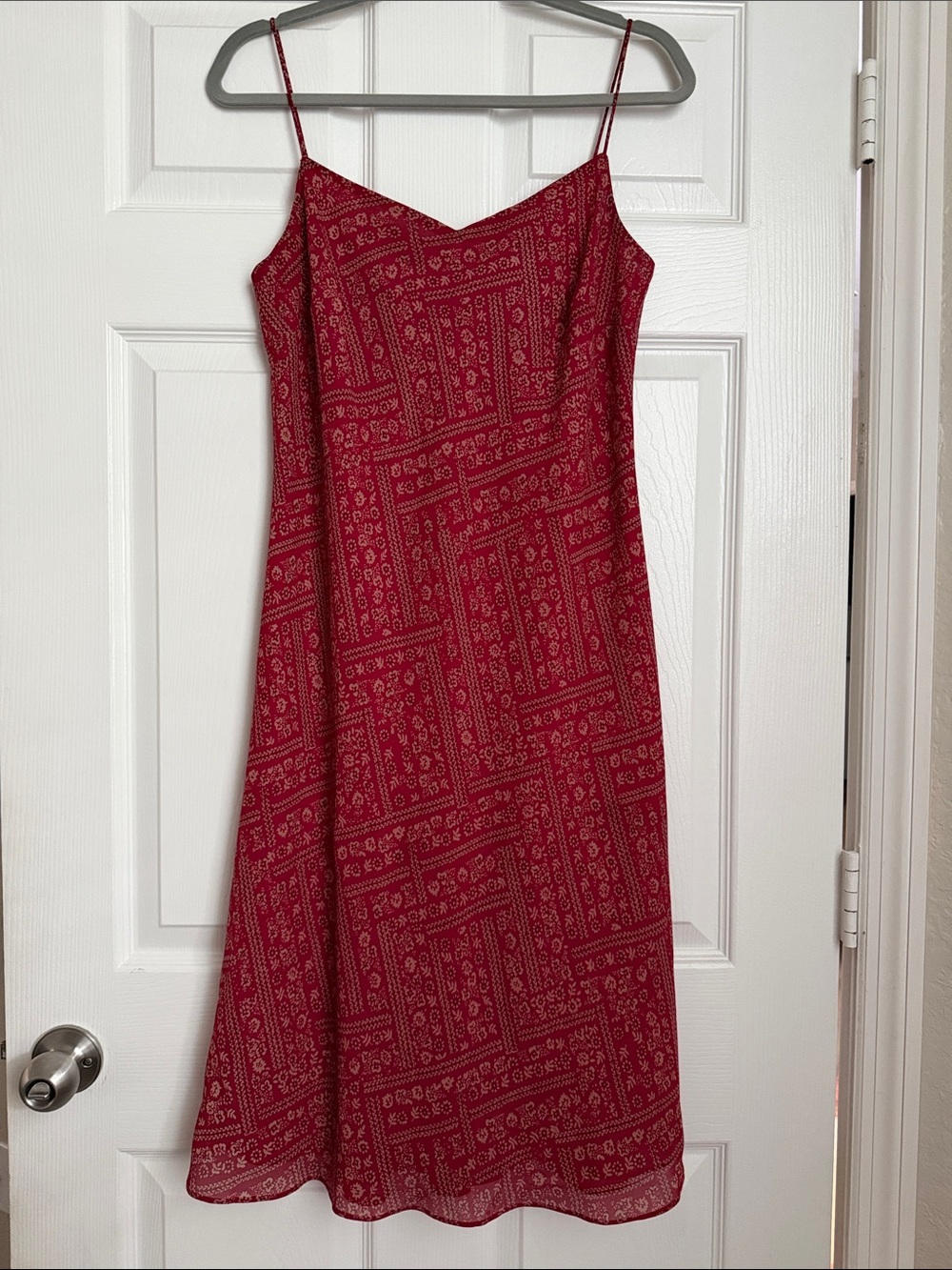 LOFT Red Spaghetti-Strap Midi Dress